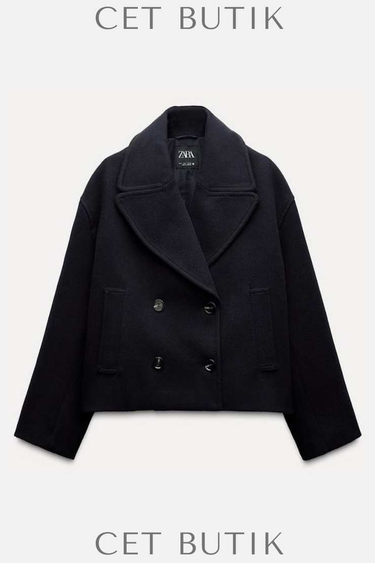Zara Kruvaze Kısa Kaban – Kışlık Polyester / Akrilik Harmanı