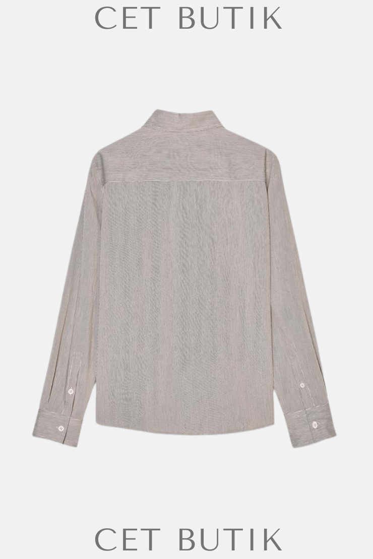 Zara ZW Collection Çizgili Bej/Kahverengi Bluz