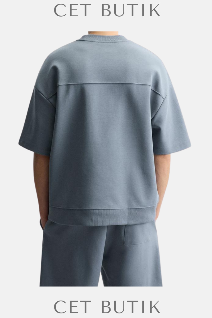 Zara Technical Interlock Sweatshirt – Orta Mavi / Mid-Blue