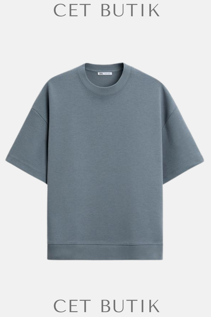 Zara Technical Interlock Sweatshirt – Orta Mavi / Mid-Blue