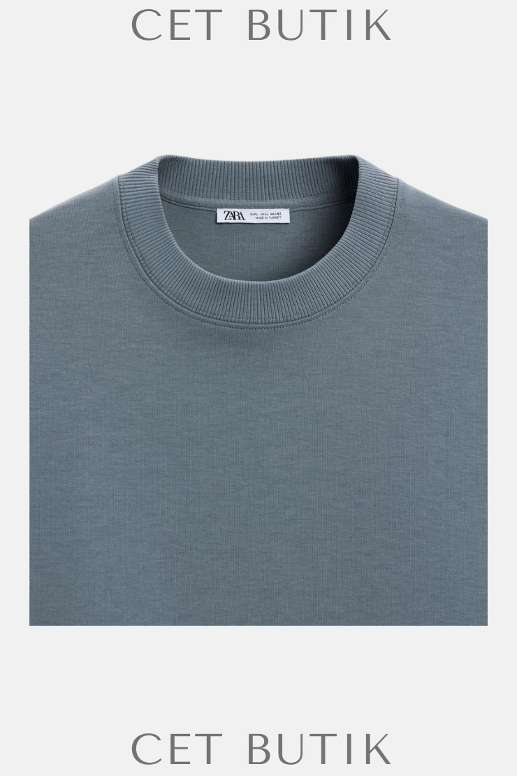 Zara Technical Interlock Sweatshirt – Orta Mavi / Mid-Blue