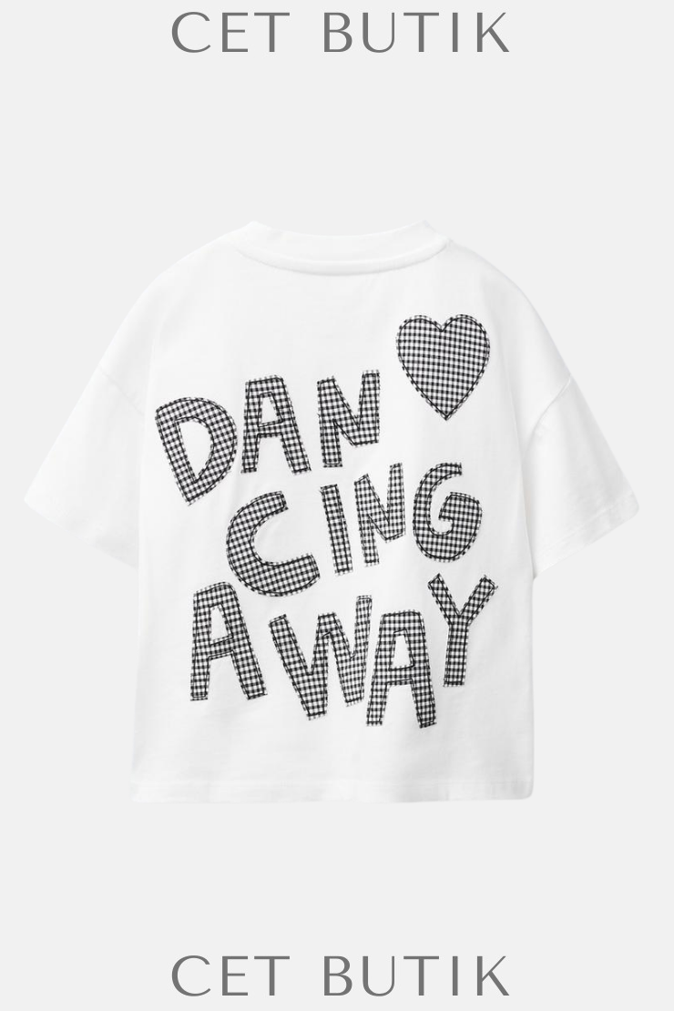 Zara Gingham Patch T-Shirt – Beyaz