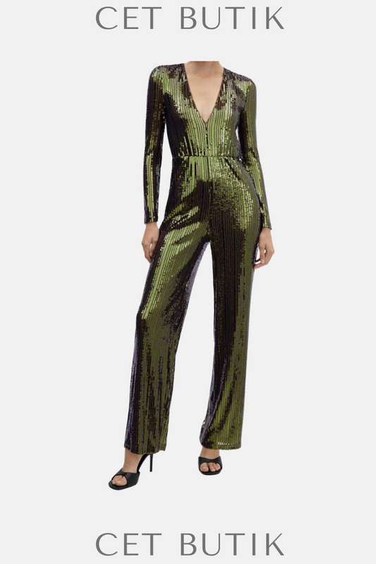 Mango Sequins Uzun Tulum – Payet Detaylı / V Yaka