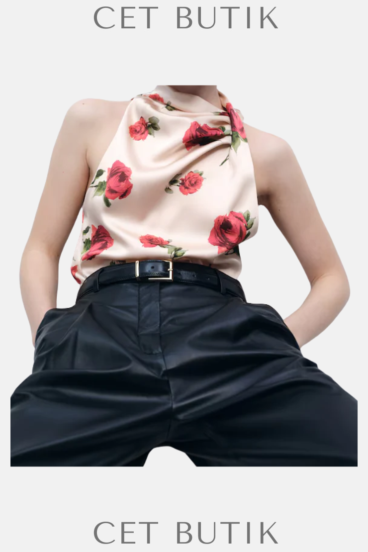 Mango Çiçek Desenli Saten Bluz