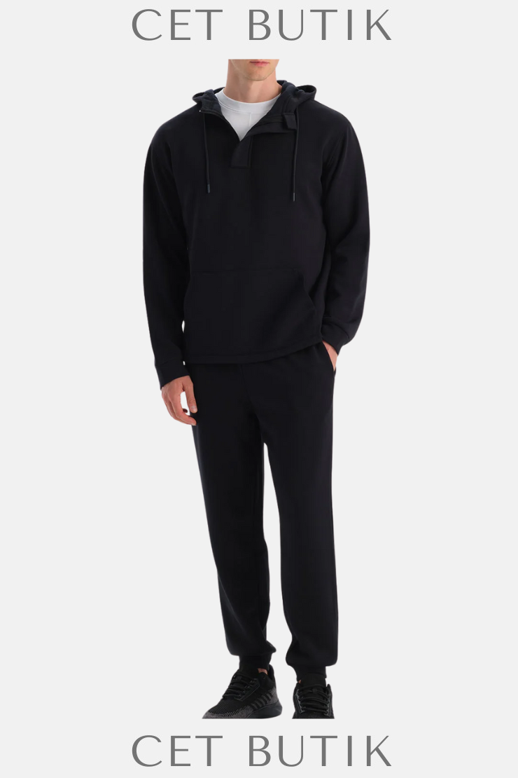 DAGİ Erkek Siyah Kapüşonlu Modal Karışımlı Sweatshirt