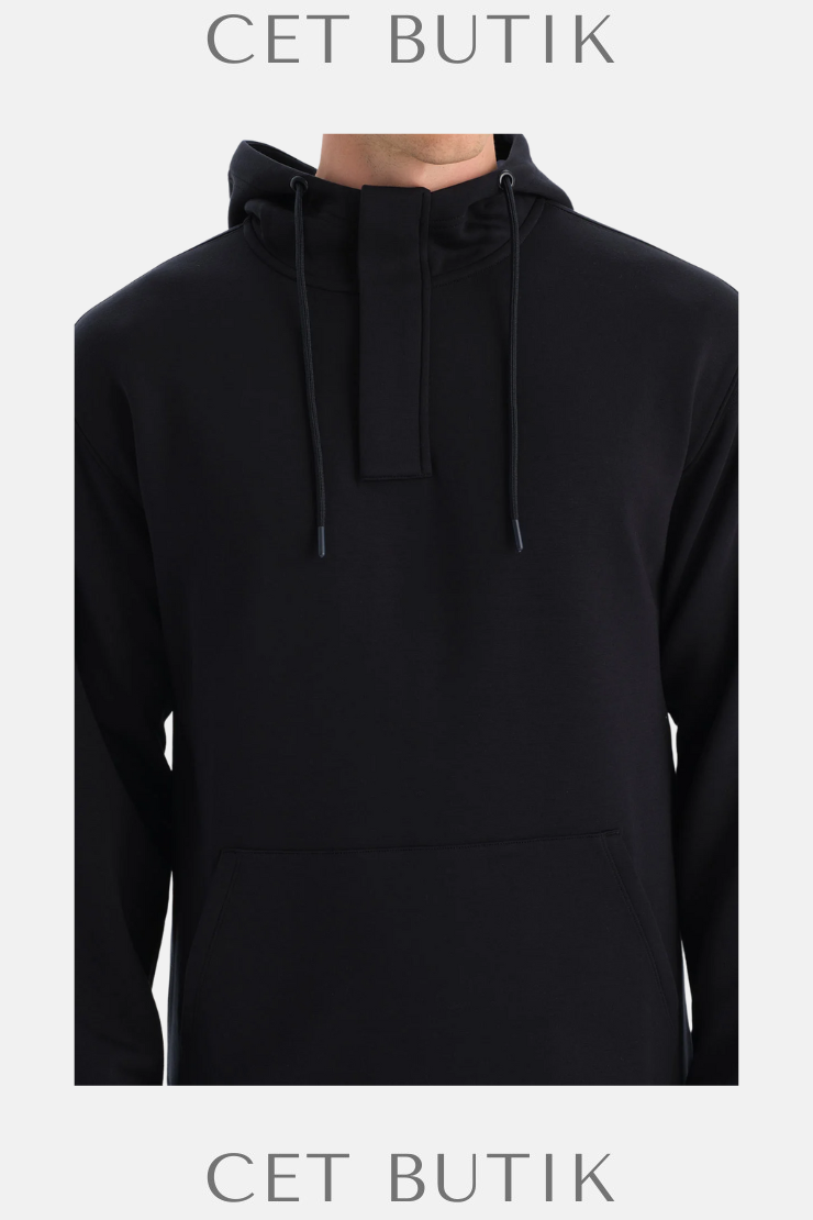 DAGİ Erkek Siyah Kapüşonlu Modal Karışımlı Sweatshirt