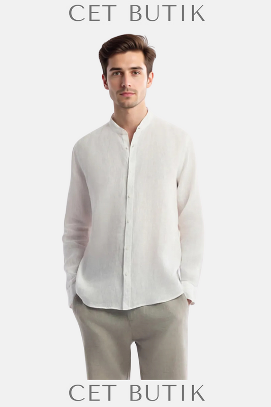 AVVA Erkek Beyaz Uzun Kollu Slim Fit Gömlek – Şık & Modern