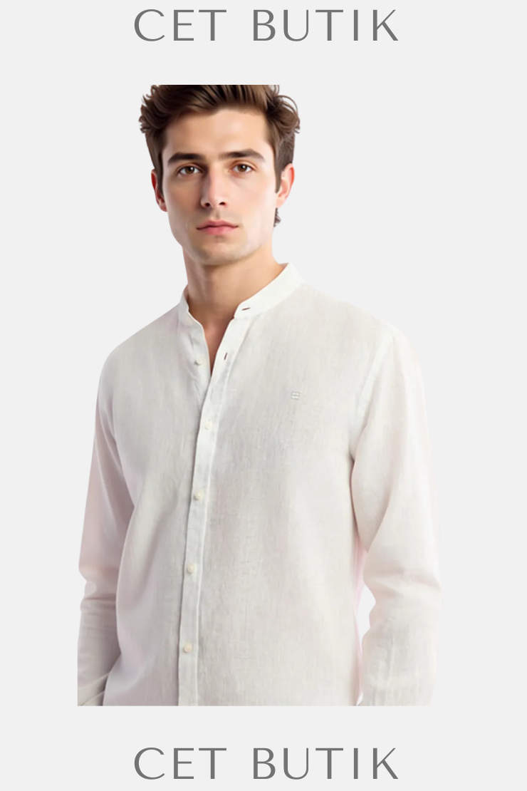 AVVA Erkek Beyaz Uzun Kollu Slim Fit Gömlek – Şık & Modern