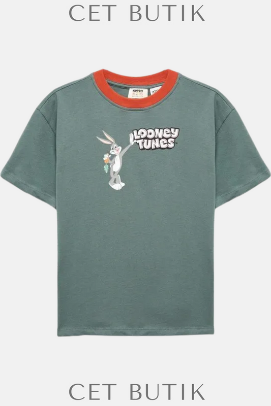 Koton Bugs Bunny Baskılı Lisanslı Tişört – Pamuklu, Kısa Kollu, Bisiklet Yaka