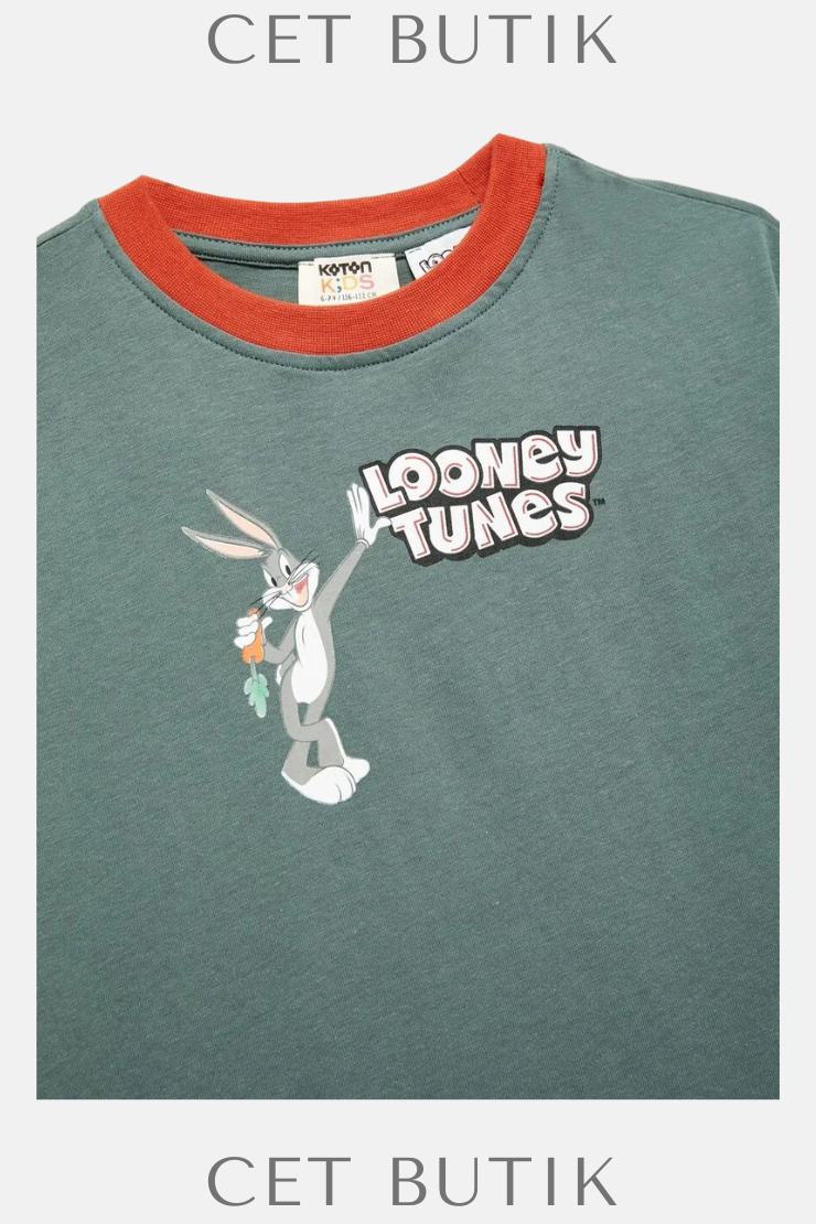 Koton Bugs Bunny Baskılı Lisanslı Tişört – Pamuklu, Kısa Kollu, Bisiklet Yaka