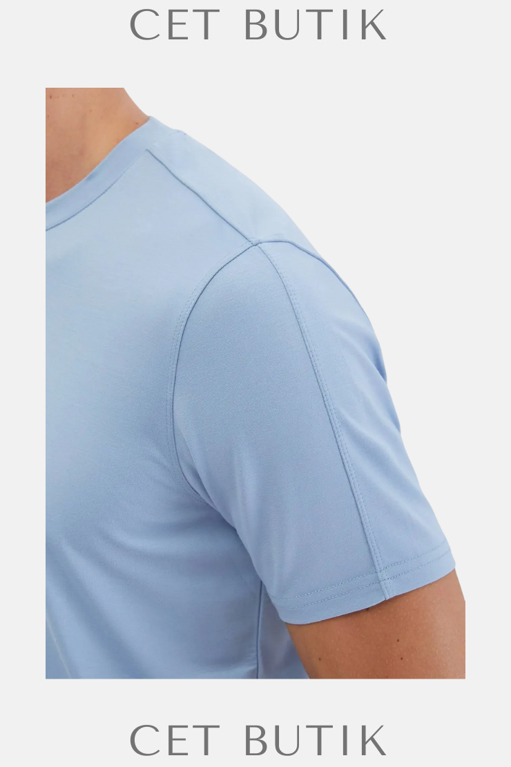 Ramsey Açık Mavi Bisiklet Yaka T-Shirt – Regular Fit