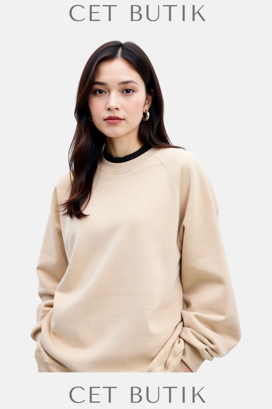 Manuka Oversize Basic Sweatshirt Camel – %100 Pamuk, Rahat Kesim