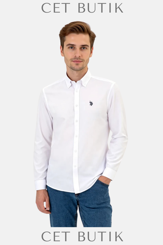 U.S. Polo Assn. Erkek Beyaz Uzun Kollu Basic Gömlek