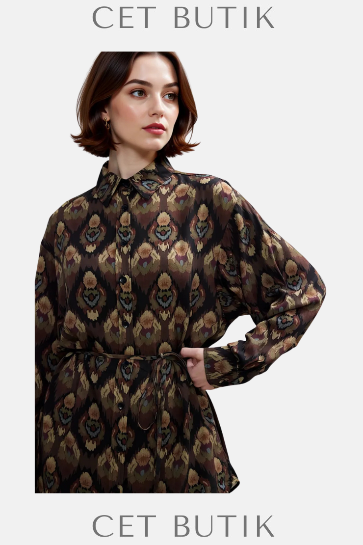 Be Blue Etnik Desen Vintage Gömlek – Kadın %100 Viskon