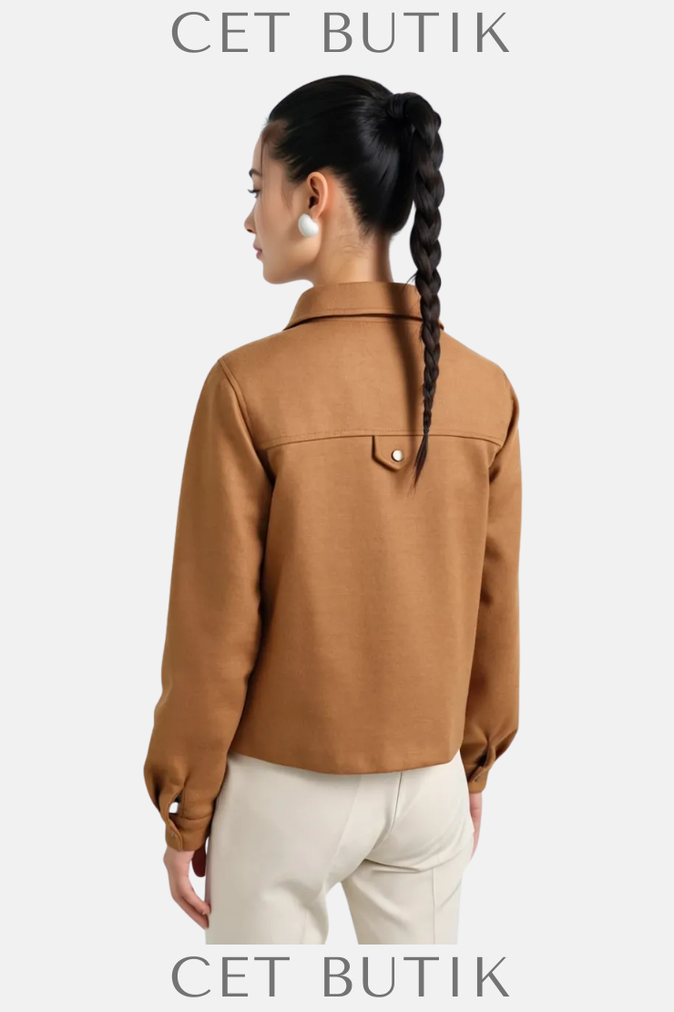 Nihan Kapak Cepli Keçe Ceket – Camel