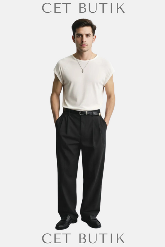 Zara Geniş Kesim Pliseli Pantolon – Füme