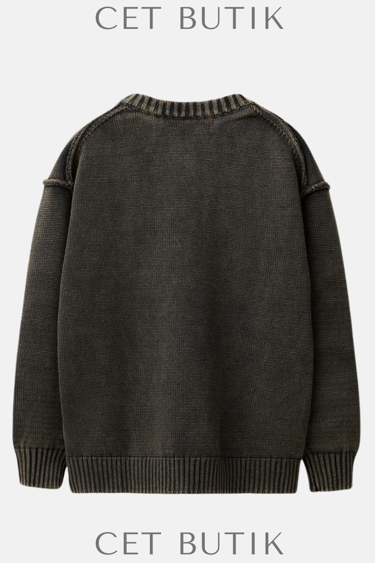 Zara Acid Wash Khaki Triko Kazak – %100 Pamuk