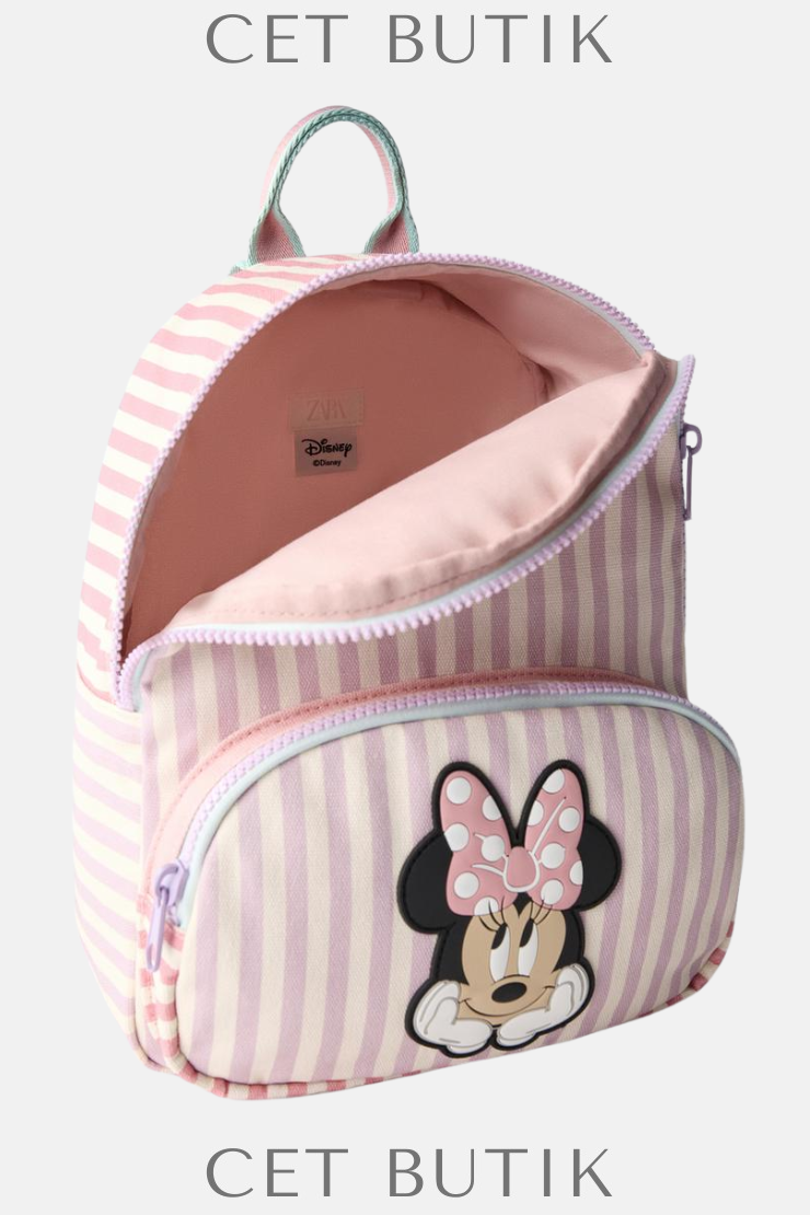 Zara Minnie Mouse ® Disney Çizgili Sırt Çantası – Pembe