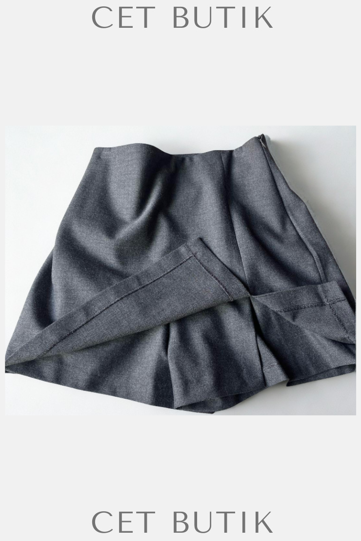 Zara Antrasit Gri Yırtmaçlı Skort – Etek Şort