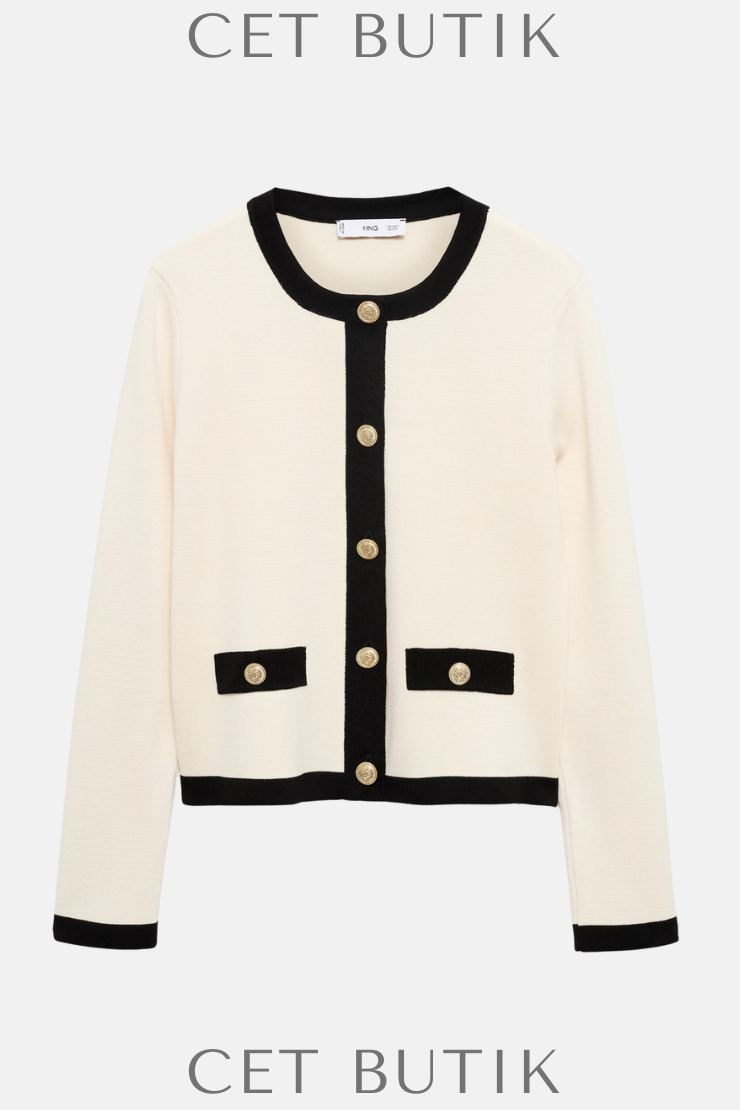 Mango Cardigan with Contrasting Trim