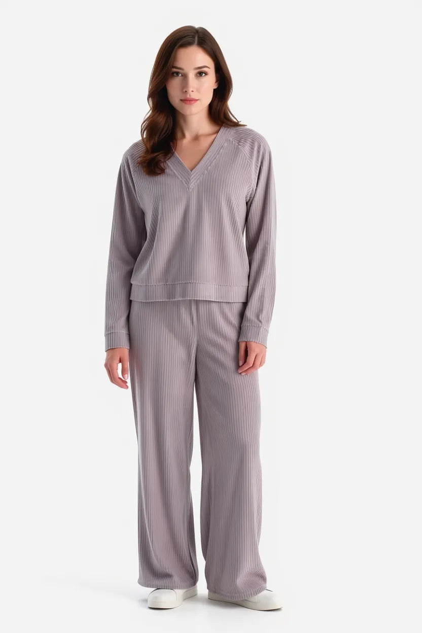 Dagi Açık Lila Kadife Pantolon – Oversize Kesim
