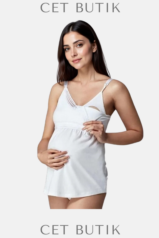 Dagi 5000KC Beyaz Lohusa/Emzirme Atlet – %92 Pamuk Konforlu Askılı Model