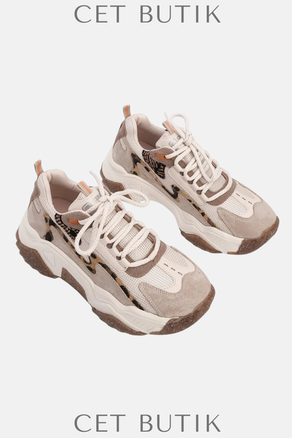 Marjin Kadın Leopar Detaylı Yüksek Taban Sneaker – Desya