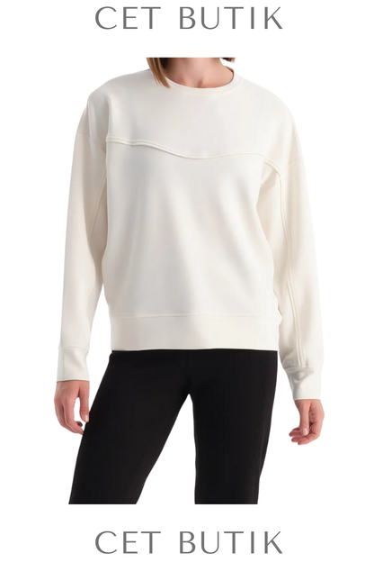 Dagi Ekru Kadın Modal Biye Detaylı Sweatshirt Şık & Rahat
