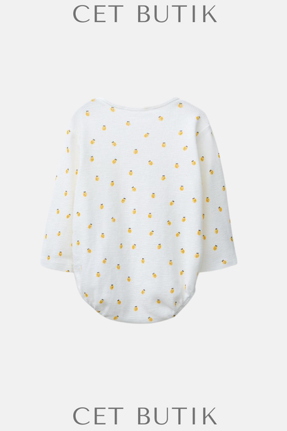 Zara Baby Dokulu Limon Baskılı Uzun Kollu Body – Açık Ekru