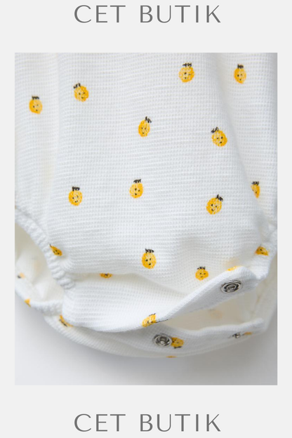 Zara Baby Dokulu Limon Baskılı Uzun Kollu Body – Açık Ekru