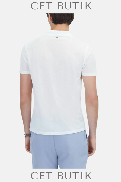 Kip Beyaz Desenli Polo Yaka T-Shirt