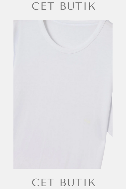 DAGİ D1160 Beyaz Sıfır Yaka Erkek 2’li T-Shirt