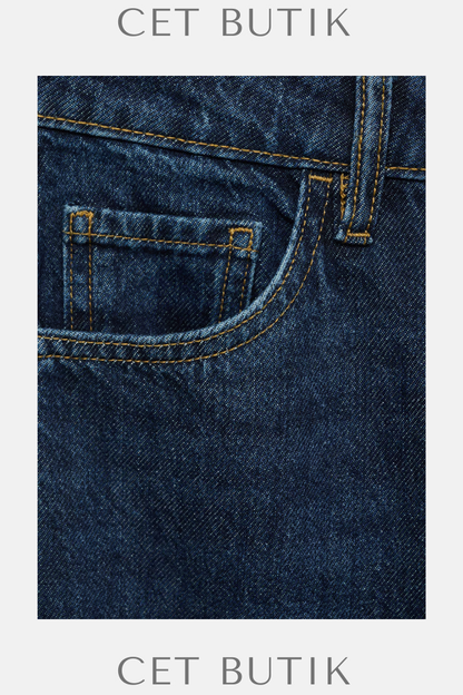 Mango Danila Yüksek Bel Wide Leg Kot Pantolon