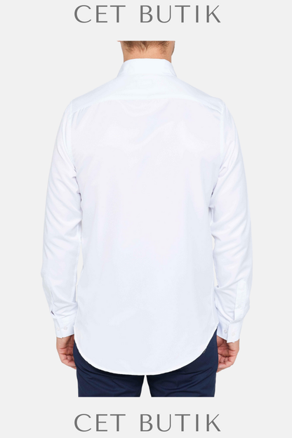 Tudors Slim Fit Beyaz Kolay Ütü Erkek Gömlek