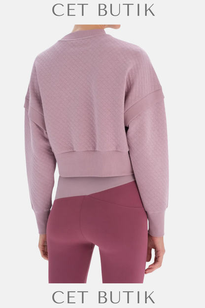 Dagi Lila Kadın Kapitone Crop Sweatshirt