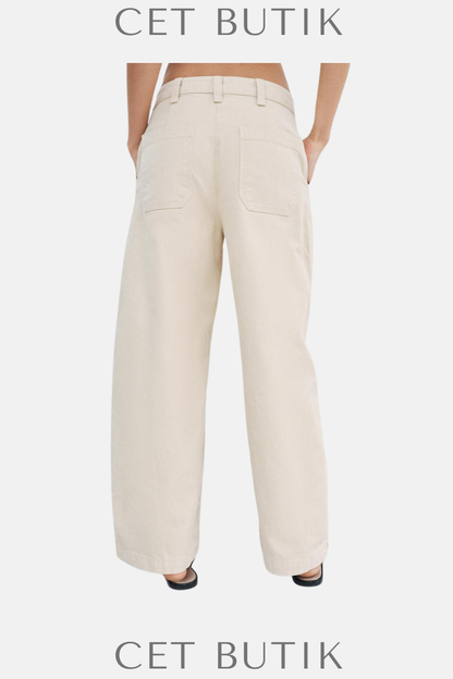 Zara Kadın Balloon Pantolon 9632/072/743 – ZW Collection Yüksek Bel Rahat Kesim %100 Pamuk