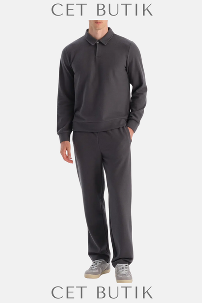 DAGI Patlı Yakalı Sweatshirt | Uzun Kollu, Antrasit, Regular Fit