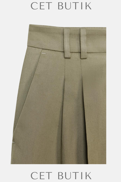 Zara ZW Collection Kadın Pensli Pantolon – Haki