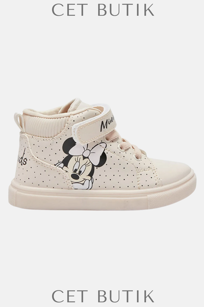 LCW STEPS Minnie Mouse Baskılı Kız Bebek Spor Ayakkabı – Ekru
