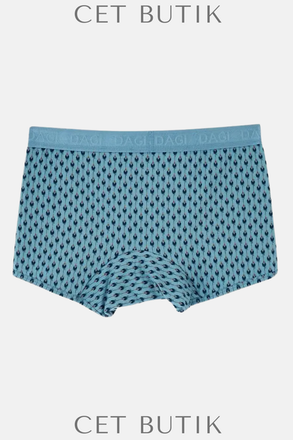 Dagi Light Blue-Navy 4210 3’lü Desenli Micro Modal Boxer Seti