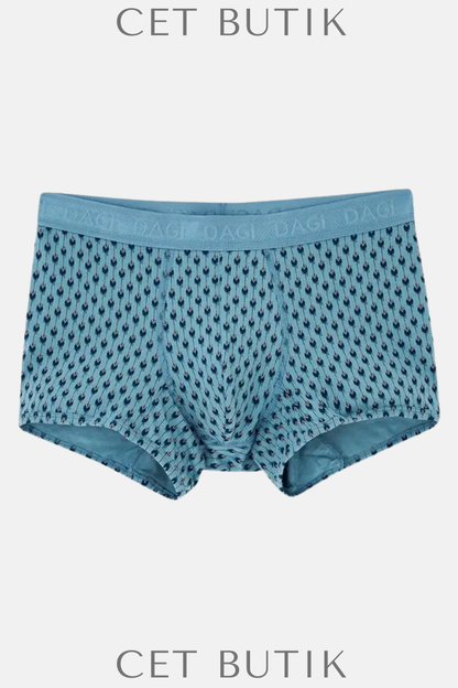 Dagi Light Blue-Navy 4210 3’lü Desenli Micro Modal Boxer Seti