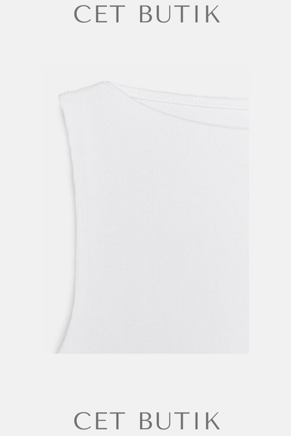 Zara Kadın Fitilli Kolsuz Beyaz Top