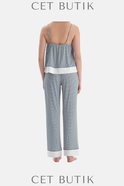 Dagi Lacivert Metraj Desenli Atlet & Pantolon Pijama Takımı