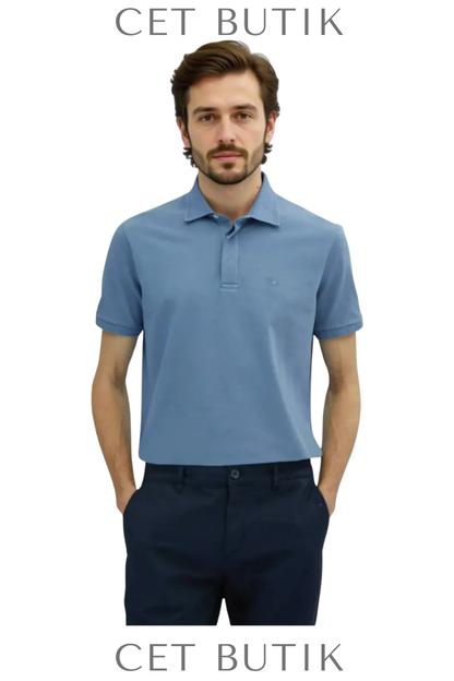 Kip Aviator Mavi Düz Polo Yaka T-Shirt