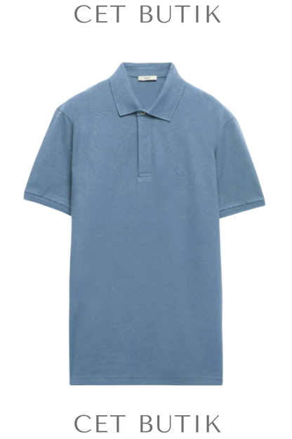 Kip Aviator Mavi Düz Polo Yaka T-Shirt