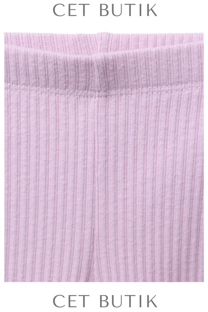ZARA Fiyonklu Sweatshirt & Fitilli Tayt Takımı