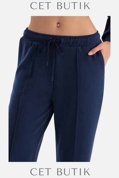 Dagi Bol Paça Nervürlü Basic Modal Pantolon