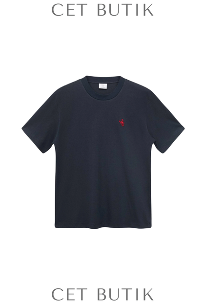 Mango Man Koyu Mavi Basic T-Shirt