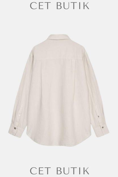 Zara ZW Collection Keten Karışımlı Cepli Gömlek – Ekru | Şık ve Rahat