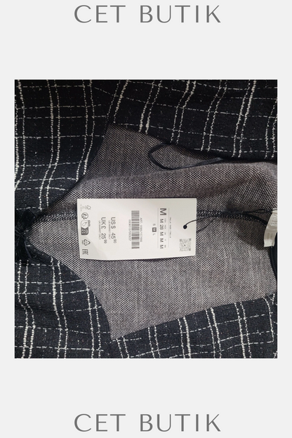 Zara Kadın Plaid Skater Dress Kareli Desenli Uzun Kollu Elbise